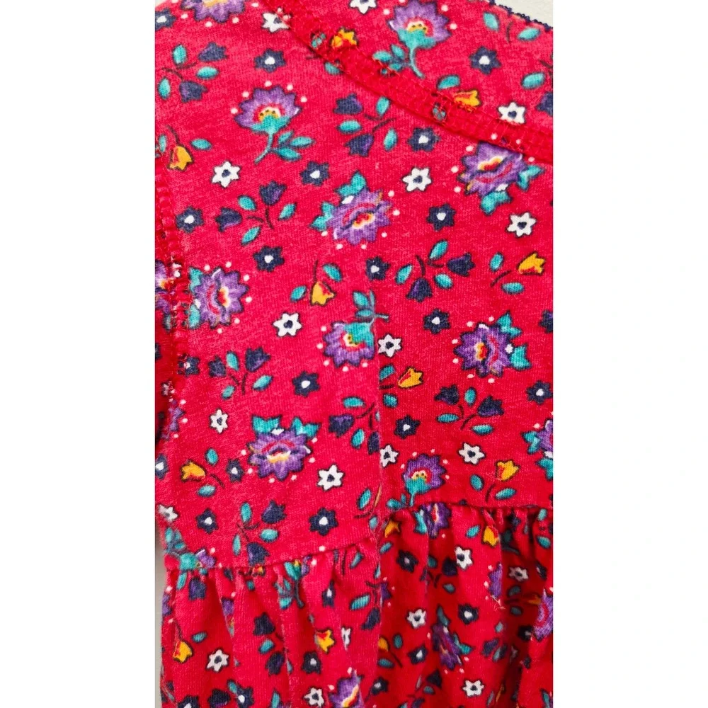 Vintage OshKosh B'gosh 2T Red Floral Dress Made in USA